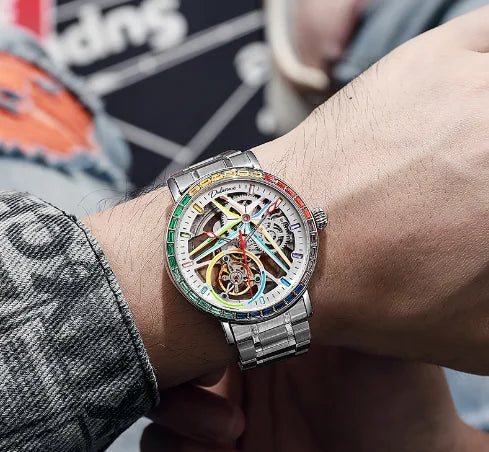 Hot selling 2024 new fully automatic mechanical watch with hollowed out waterproof night light, men's fashionable watch