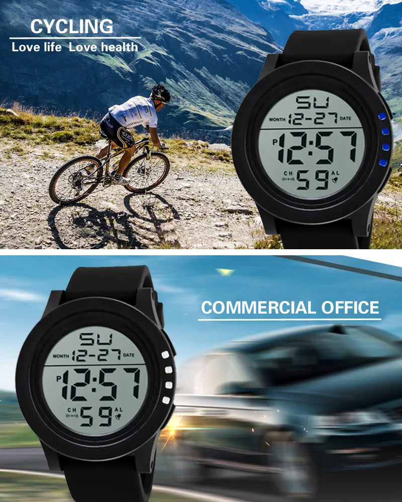 YIKAZE Men's Digital Watches Waterproof Outdoor Men Sports Watch Fitness Electronic Watch Military Sports Clock Kids Gifts