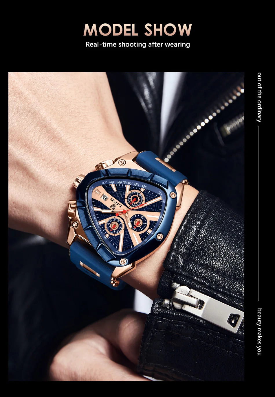 LIGE Fashion Men Watch Triangle Chronograph Military Wristwatch Sport Army Mens Watches Luxury Waterproof Quartz Clock Man Reloj