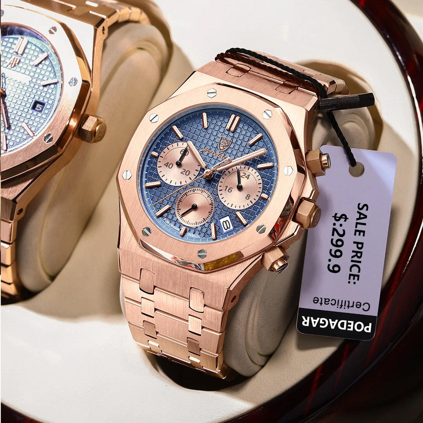 POEDAGAR Classic Men's Watches Trend Fashion Original Quartz Watch for Man Waterproof Fine Steel Chronograph Wristwatch Date
