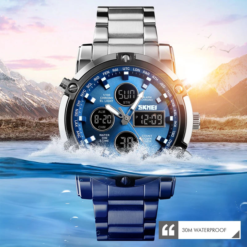 SKMEI 1389 Fashion Luxury Business Mens Watch Waterproof Sport Digital Men's Wristwatch Bracelet Clock Reloj Relogio Masculino