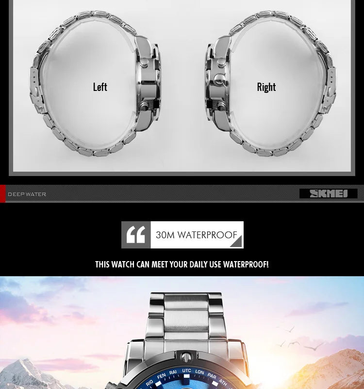 SKMEI 1389 Fashion Luxury Business Mens Watch Waterproof Sport Digital Men's Wristwatch Bracelet Clock Reloj Relogio Masculino