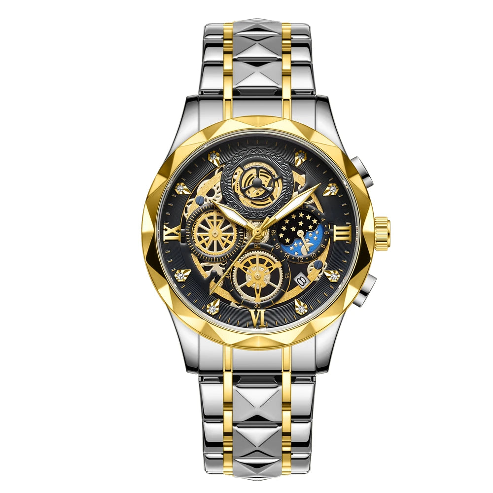 PENGAGAR Men Watch Fashion Quartz Watch Mens Top Brand Luxury All Steel Business Waterproof Sport Watch Relogio Masculino+BOX
