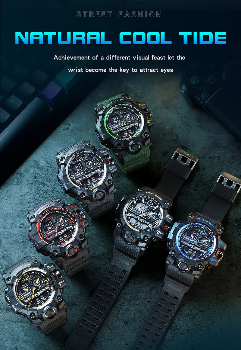 SANDA 3133 2022 G Style New Men's Watches 50M Waterproof Shock Sports Military Quartz Watch For Male Digital Wristwatch Clock