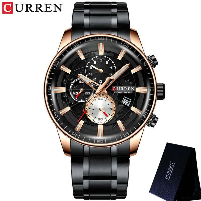 CURREN Man WristWatch Waterproof Chronograph Men Watch Military Top Brand Luxury Gold Stainless Steel Sport Date Male Clock 8362
