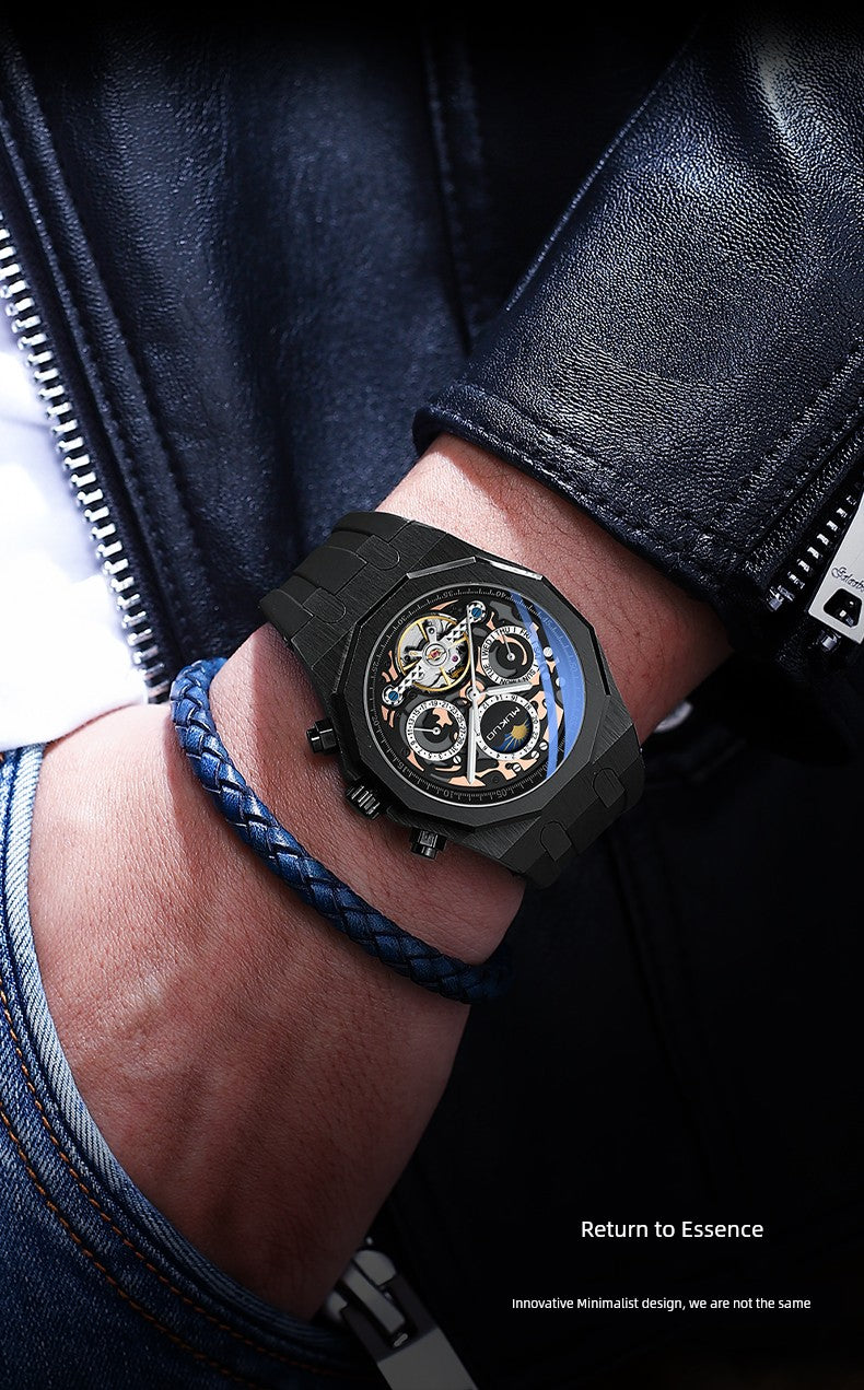Hollow Personality Black Horse German Automatic Mechanical Watch