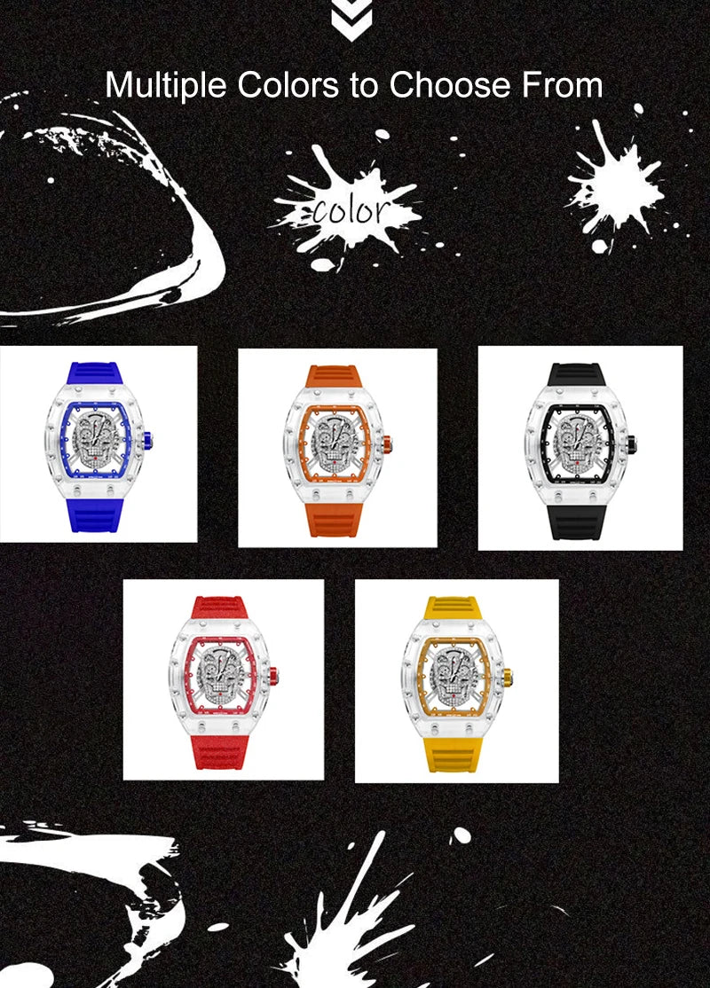 UTHAI New Men's Watch Fashion Trend Non Mechanical Watch Waterproof Luminous Skull Wine Bucket Quartz Watch Men's Gift V0020