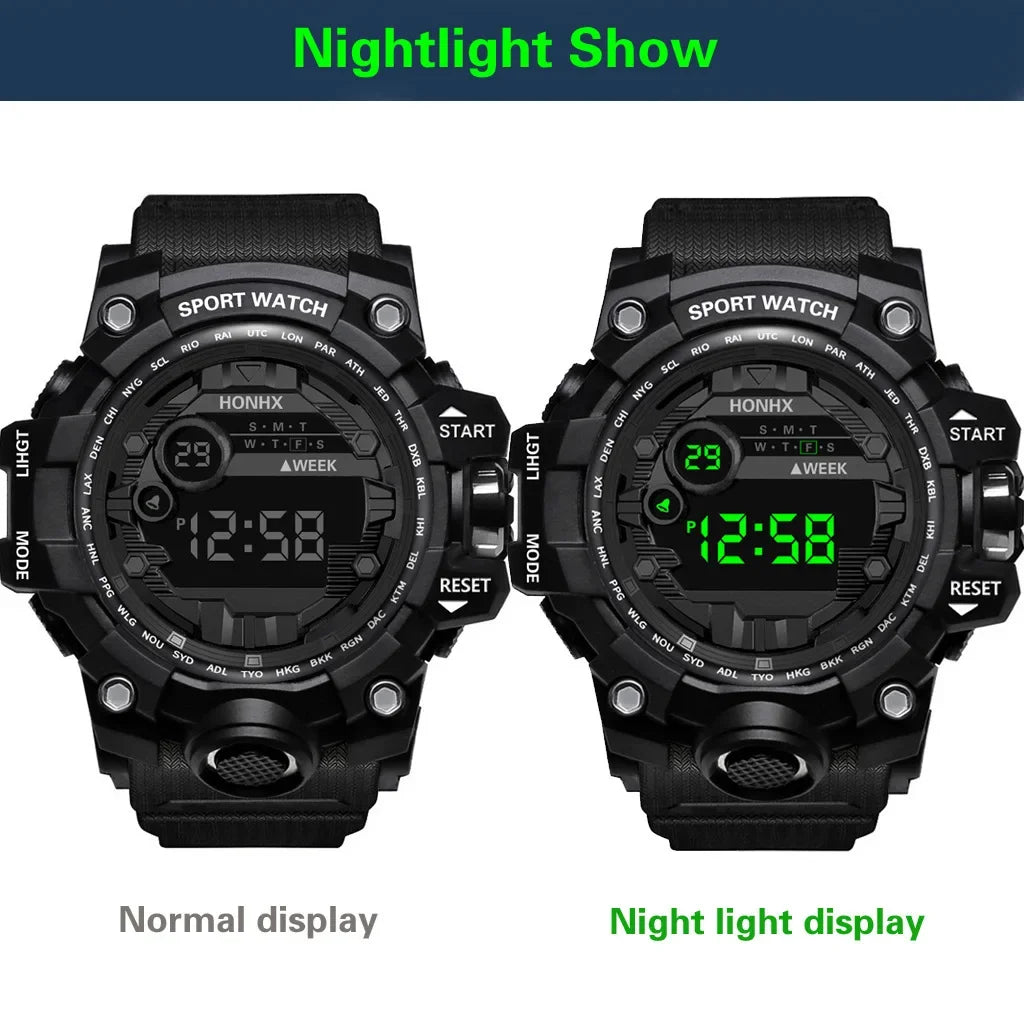 YIKAZE Y12 Men's Sports Watch Waterproof Luminous Men Sport Watch Multifunction Digital Electronic Wristwatch Clock for Boy Kids