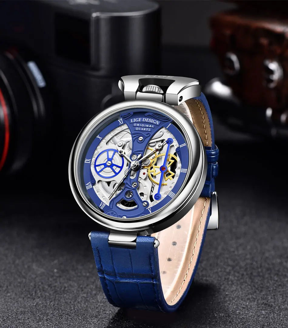 2023 LIGE Men Watches Top Brand Luxury Brown Leather Chronograph Sport Watch For Men Fashion Date Waterproof Clock Reloj Hombre