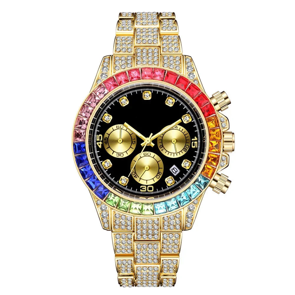 Luxury Men Colorful Watches Gold Silver Big Dial Man Wristwatch Sport Business Male Clock Relogio Masculino
