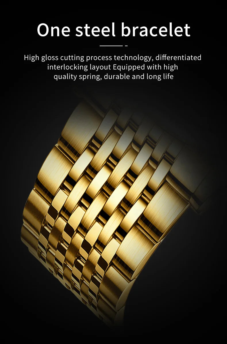 OUPINKE 3173 Luxury Gold Mechanical Watch For Men Hollow Top Brand Original Automatic Wristwatch 50M Waterproof Luminous Watches