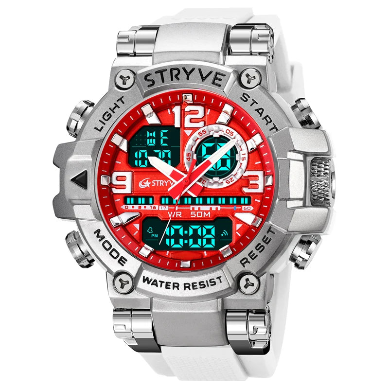 New STRYVE Watch for Men's High Quality Digital-Analog Dual Movement 5ATM Waterproof Watches Fashion Sports Men's Watch 8025