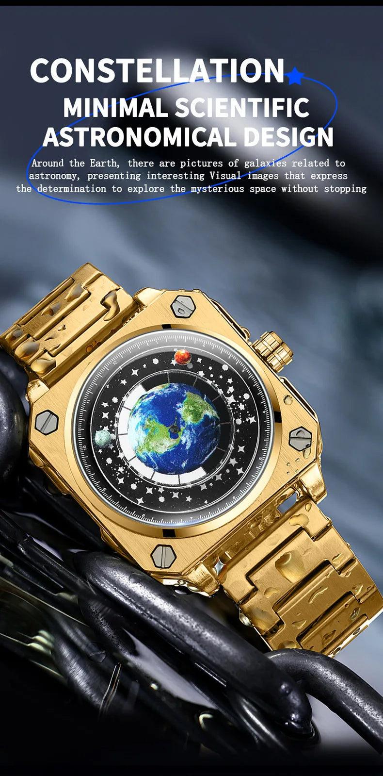 UTHAI Earth Watch Business Male Student Watch Planet Personalized Creative Wormhole New Concept Male Fashion Quartz Watches