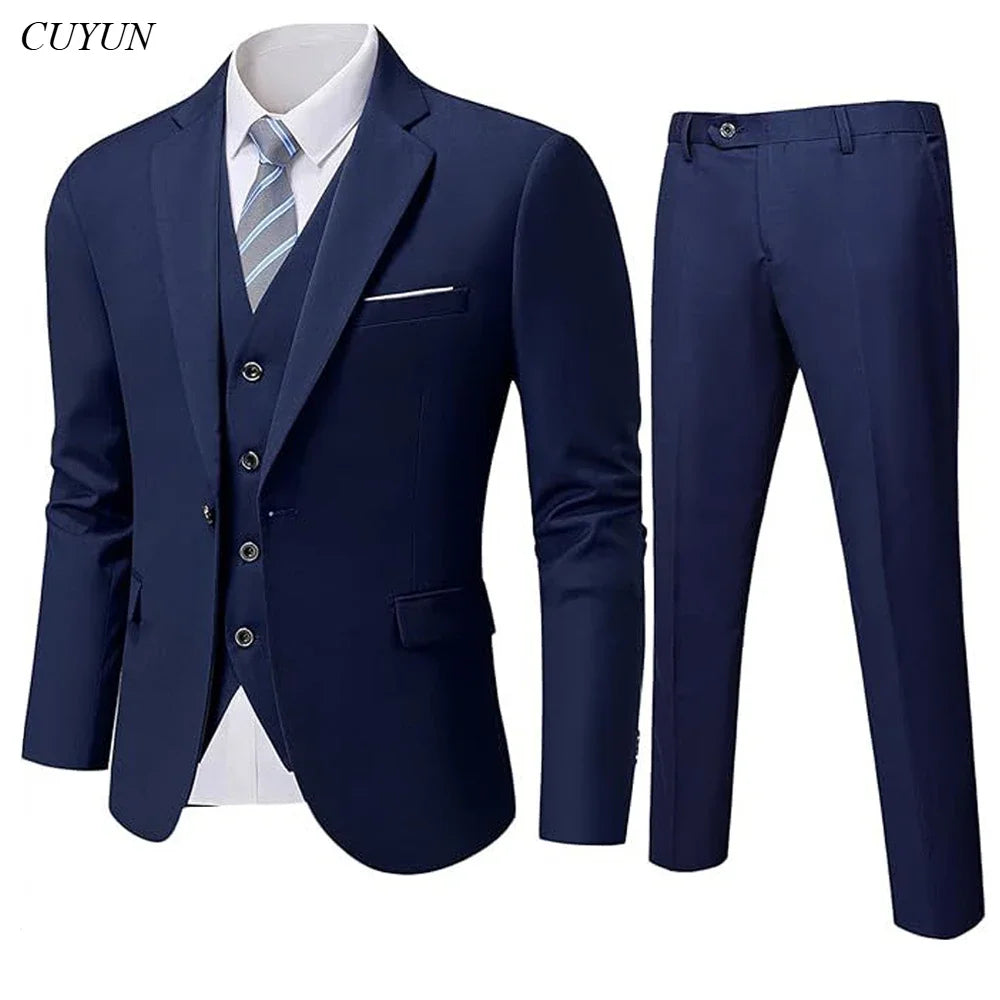 Suit For Men Wedding 3 Pieces 2 Sets Blazers Elegant High Quality Jackets Vest Pants Luxury Coats 2024 Formal Classic Clothing