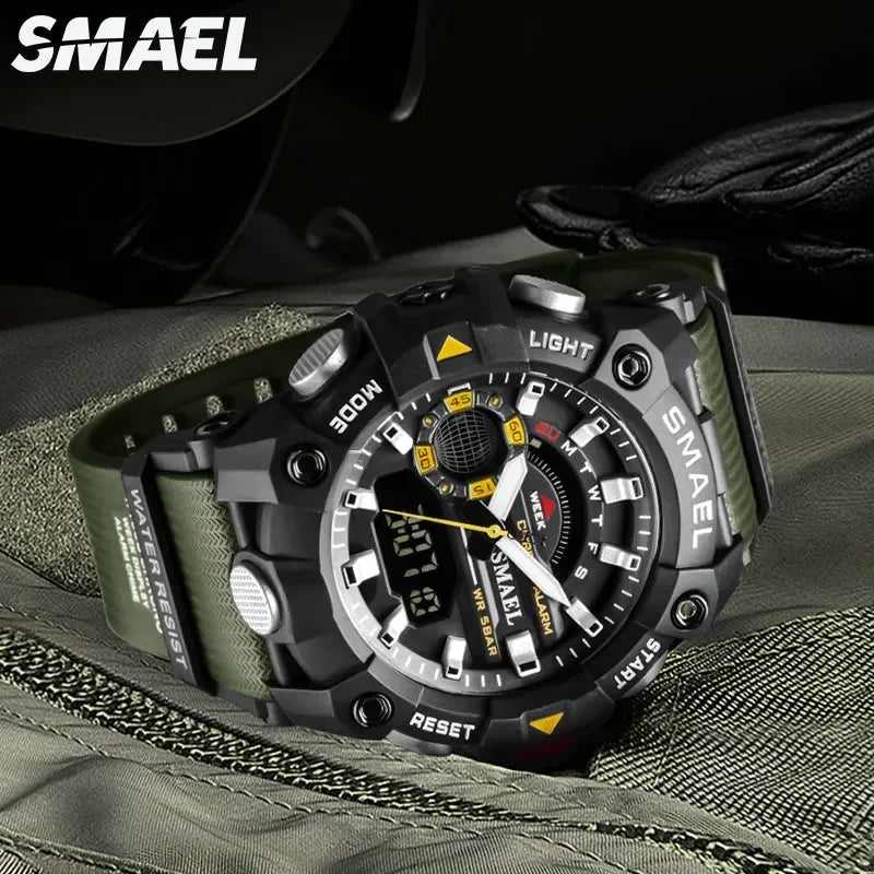 SMAEL 8040 50M Waterproof Wristwatch Stopwatch Alarm LED Light Digital Watches Men's Sports Watch Military Watches Men Watch