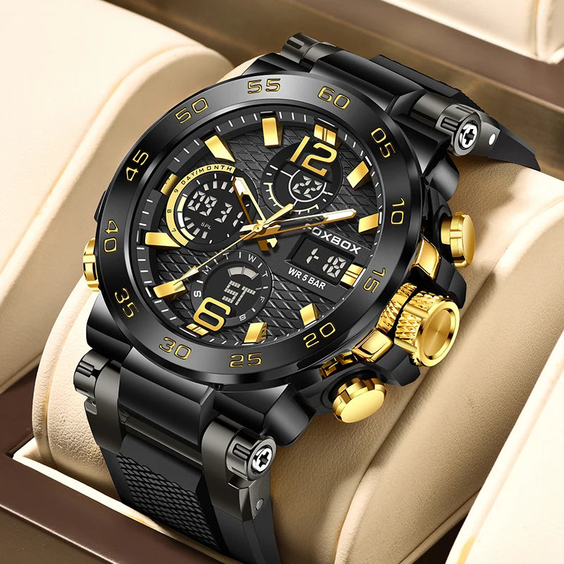 LIGE Luxury Mens Watch Fashion Man Quartz Wristwatch LED Display Luminous Waterproof Watches For Men Calendar Sport Male Clock