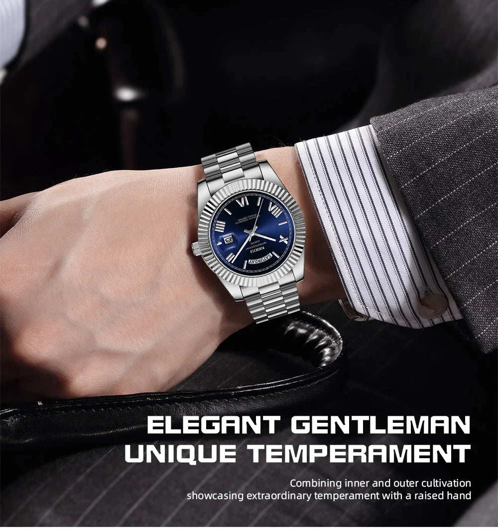 NIBOSI Luxury Men Quartz Watch Waterproof Date Luminous Wristwatch Sports Stainless Steel Men's Watches Male Clock Reloj Hombre