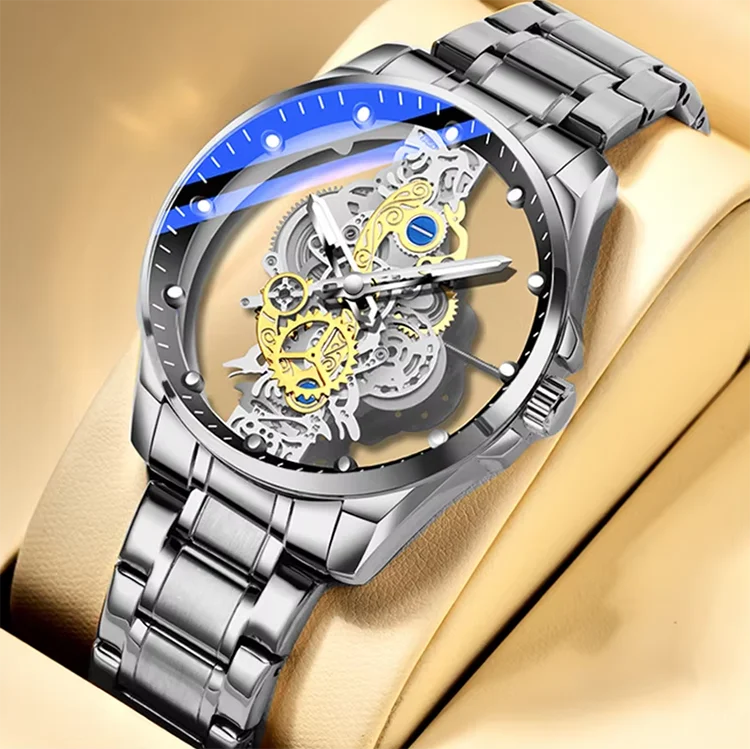 New Men Watch Skeleton Automatic Quartz Watch Golden Skeleton Vintage Man Watch Mens Watches Brand Fashion trend montre homme