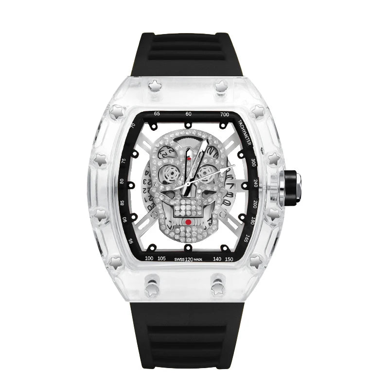 UTHAI New Men's Watch Fashion Trend Non Mechanical Watch Waterproof Luminous Skull Wine Bucket Quartz Watch Men's Gift V0020
