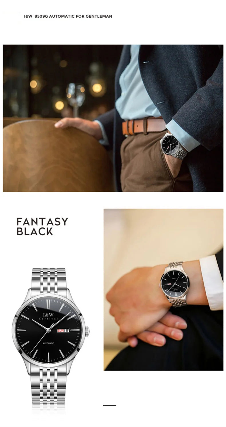 Carnival Iw For Mens Watch Automatic Japan Mechanical Movement Urban Male Wristwatch Date Ss316 Steel Sapphire Crystal Business
