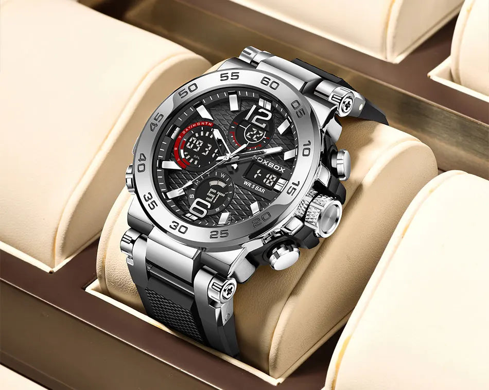 LIGE Luxury Mens Watch Fashion Man Quartz Wristwatch LED Display Luminous Waterproof Watches For Men Calendar Sport Male Clock