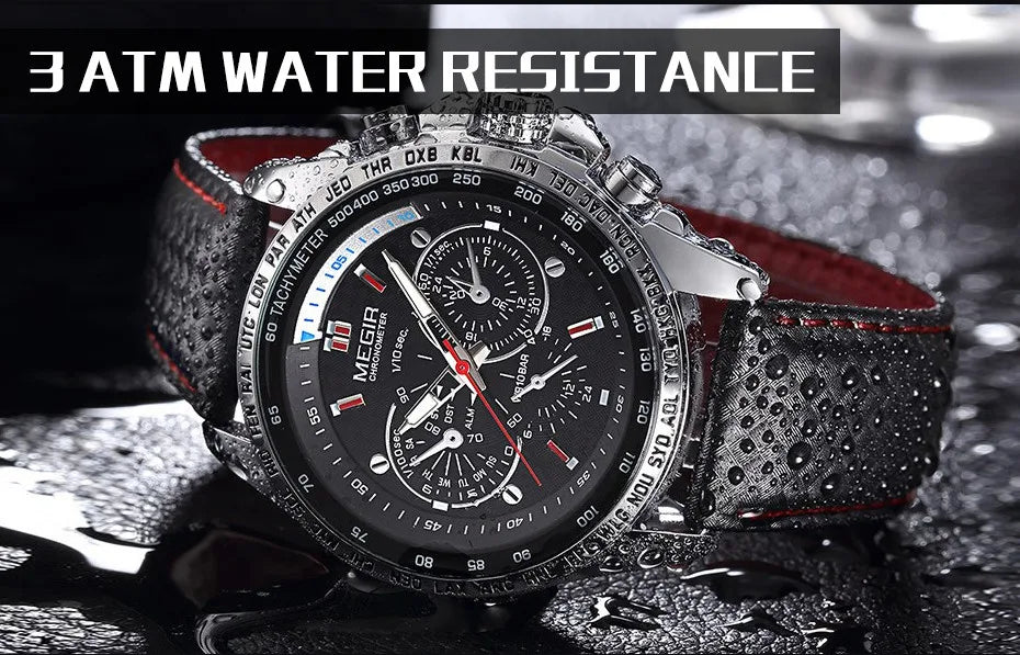 MEGIR 1010 Hot Men's Watch Original Luxury Fashion Brand Sport Clock Leather Strap Business Quartz Wrist Watches for Men Casual