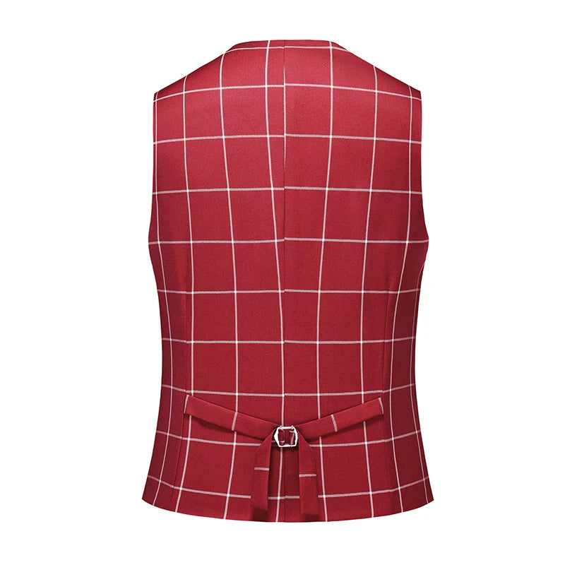 (Jacket +Pant+Vest) Luxury Men Groom Wedding Suits High Quality Business Social Prom Party Double Breasted Plaid Dress 3 Piece
