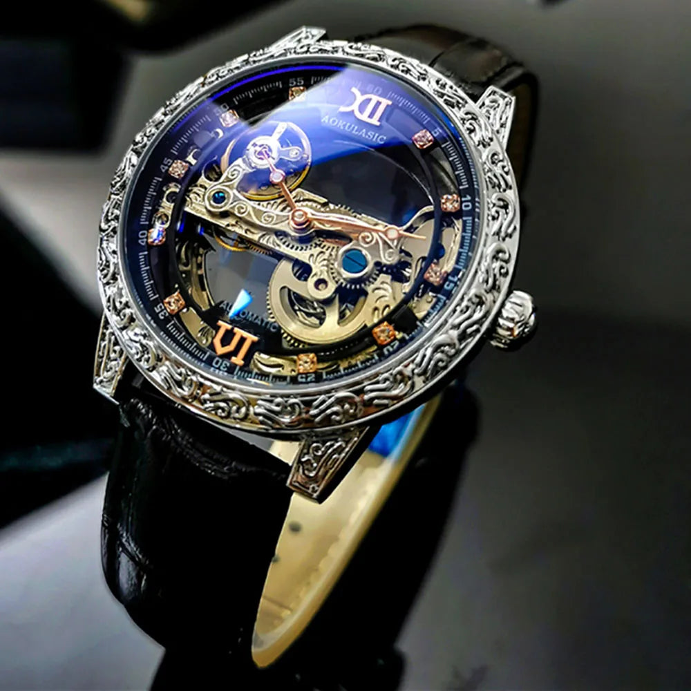 Fashion Mechanical Wristwatch Men's Luxury Brand Automatic Casual Watch Men's Sports Leather Waterproof Clock 2023 Renoj Hombre