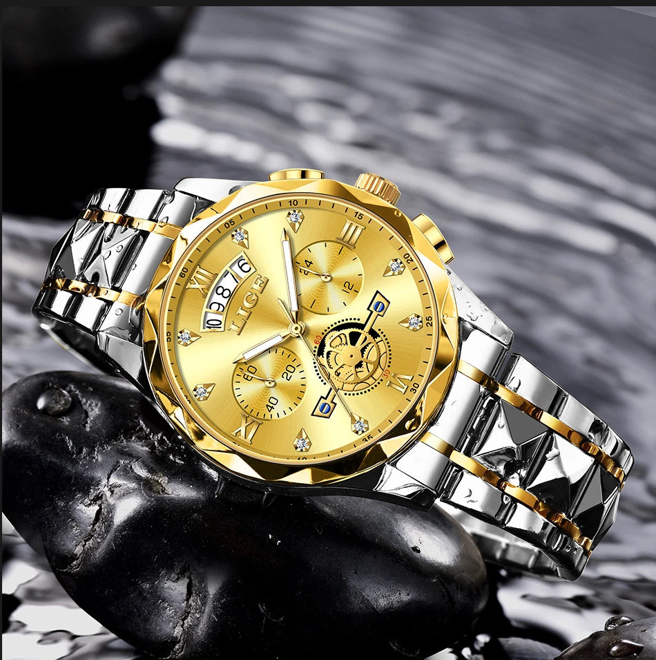 LIGE 2024 Fashion Mens Watch Luxury Business Waterproof Sports Quartz Wristwatches Luminous Date Casual Watches Men Reloj Hombre