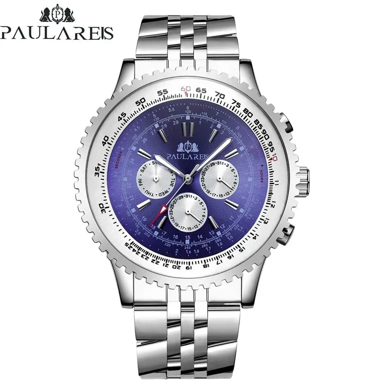 Automatic Mens Watch Mechanical Self Wind Movement Stainless Steel Fashion Sports Blue Black Big 50mm Classic Fashion Watches