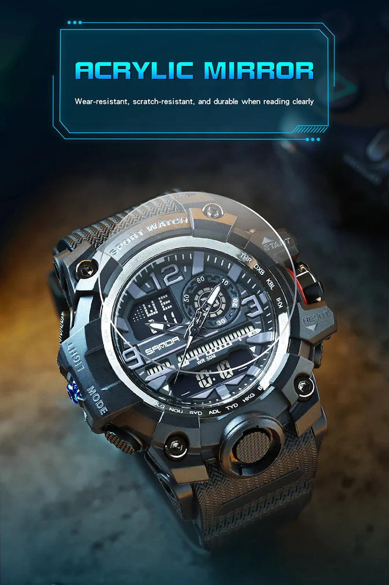 SANDA 3133 2022 G Style New Men's Watches 50M Waterproof Shock Sports Military Quartz Watch For Male Digital Wristwatch Clock