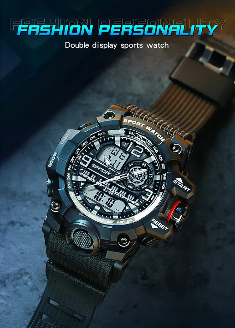 SANDA G style New Men Watch 50M Waterproof Sports Military Quartz Watch For Male Electron Digital Wristwatch Reloj De Hombre