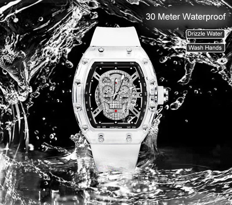 UTHAI New Men's Watch Fashion Trend Non Mechanical Watch Waterproof Luminous Skull Wine Bucket Quartz Watch Men's Gift V0020