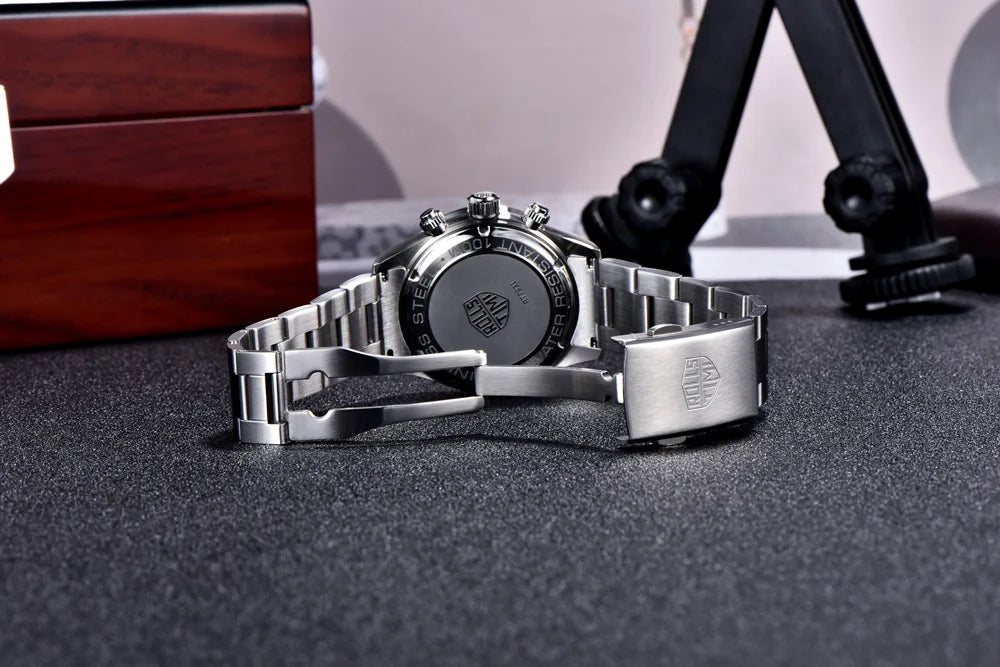RollsTimi Mens Watch 2024 NEW Top Luxury Chronograph Stainless steel Japan TMI Vk63 Quartz Watches for Man Sapphire Wristwatch
