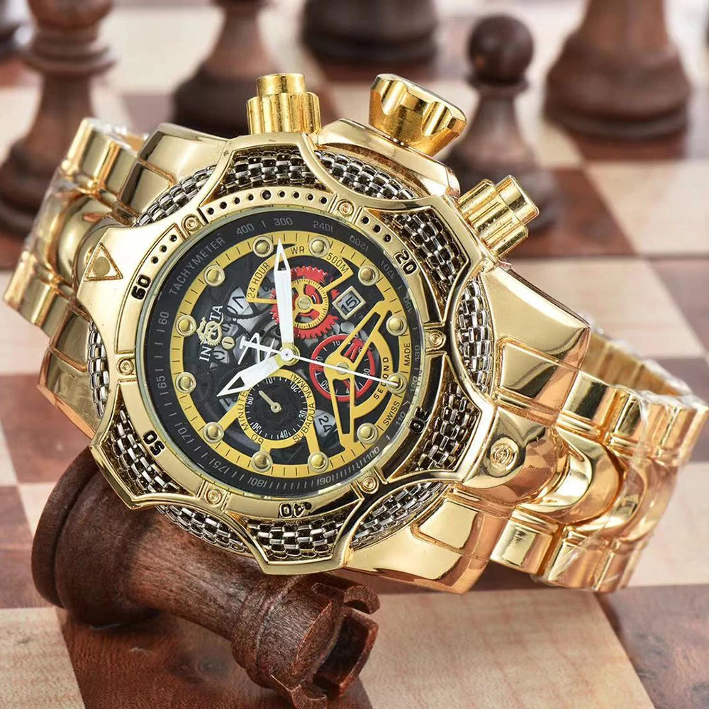 2024 Personalized Fashion Watch Men's Quartz Watch Large Plate Multi functional Alloy Strap Life Waterproof Watch