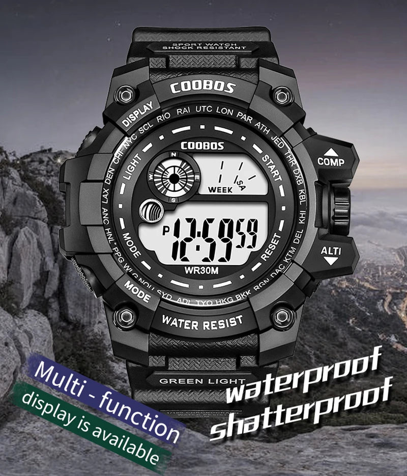 Waterproof Sport Men Watches 2024 Luxury Luminous Silicone Strap Military Wristwatch Man Calendar LED Digital Male Watch Hombre