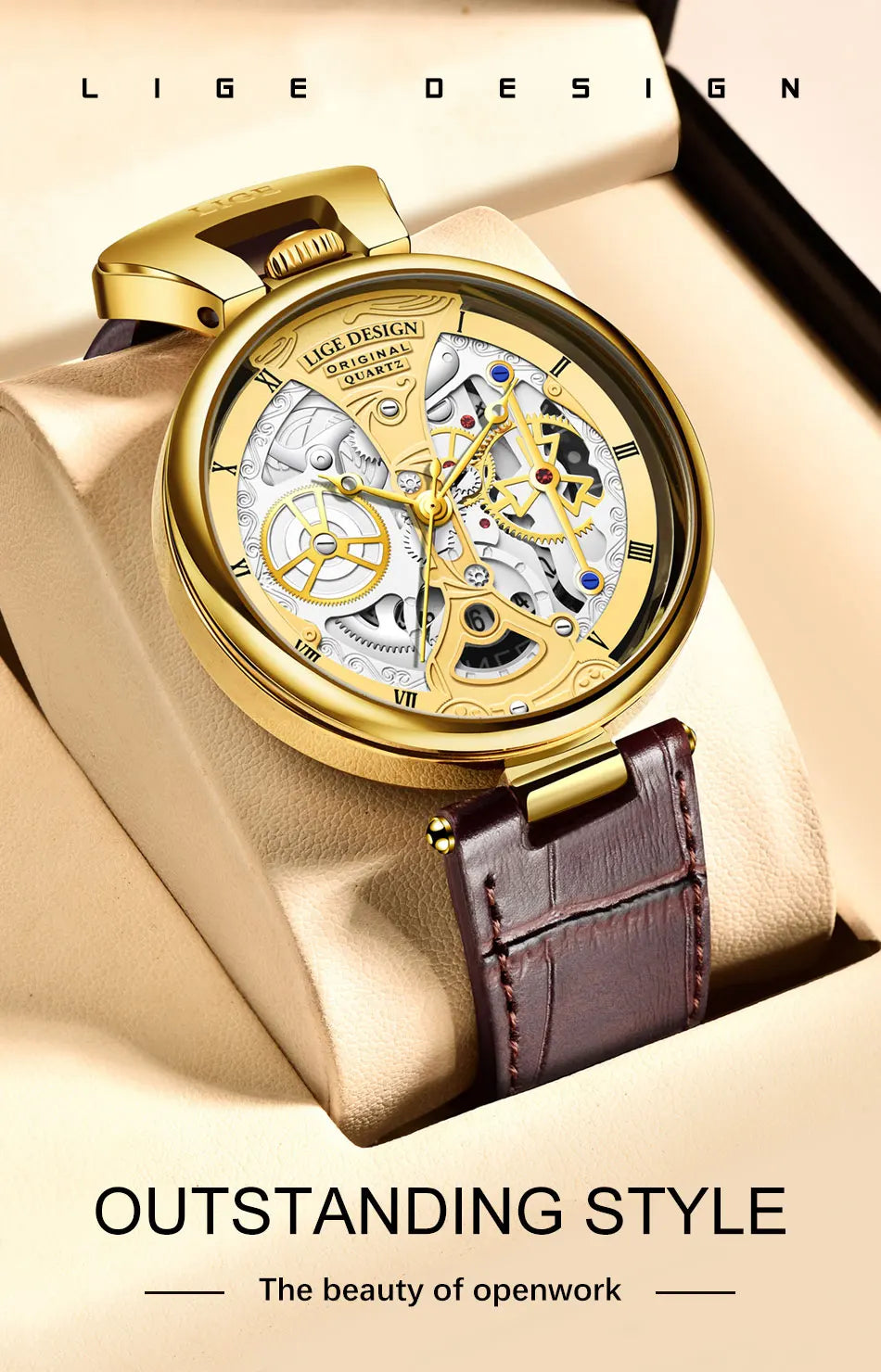 2023 LIGE Men Watches Top Brand Luxury Brown Leather Chronograph Sport Watch For Men Fashion Date Waterproof Clock Reloj Hombre