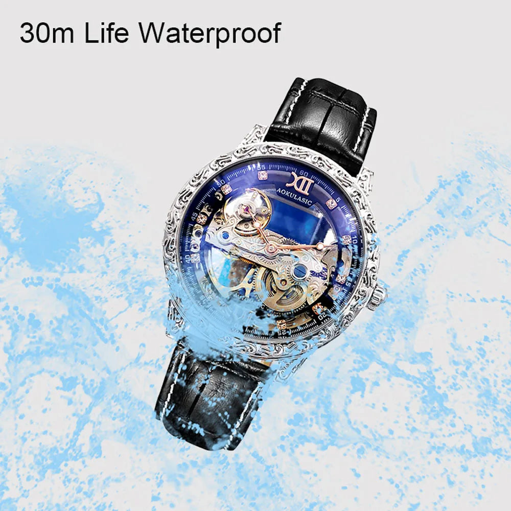 Fashion Mechanical Wristwatch Men's Luxury Brand Automatic Casual Watch Men's Sports Leather Waterproof Clock 2023 Renoj Hombre