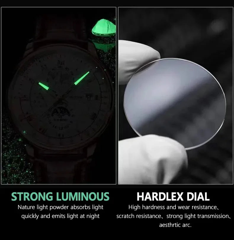 Mens Watch 2024 New Fashion Leather Waterproof Luminous Top Brand Luxury Mens Quartz Wristwatch Men Sport Casual Watches Reloj