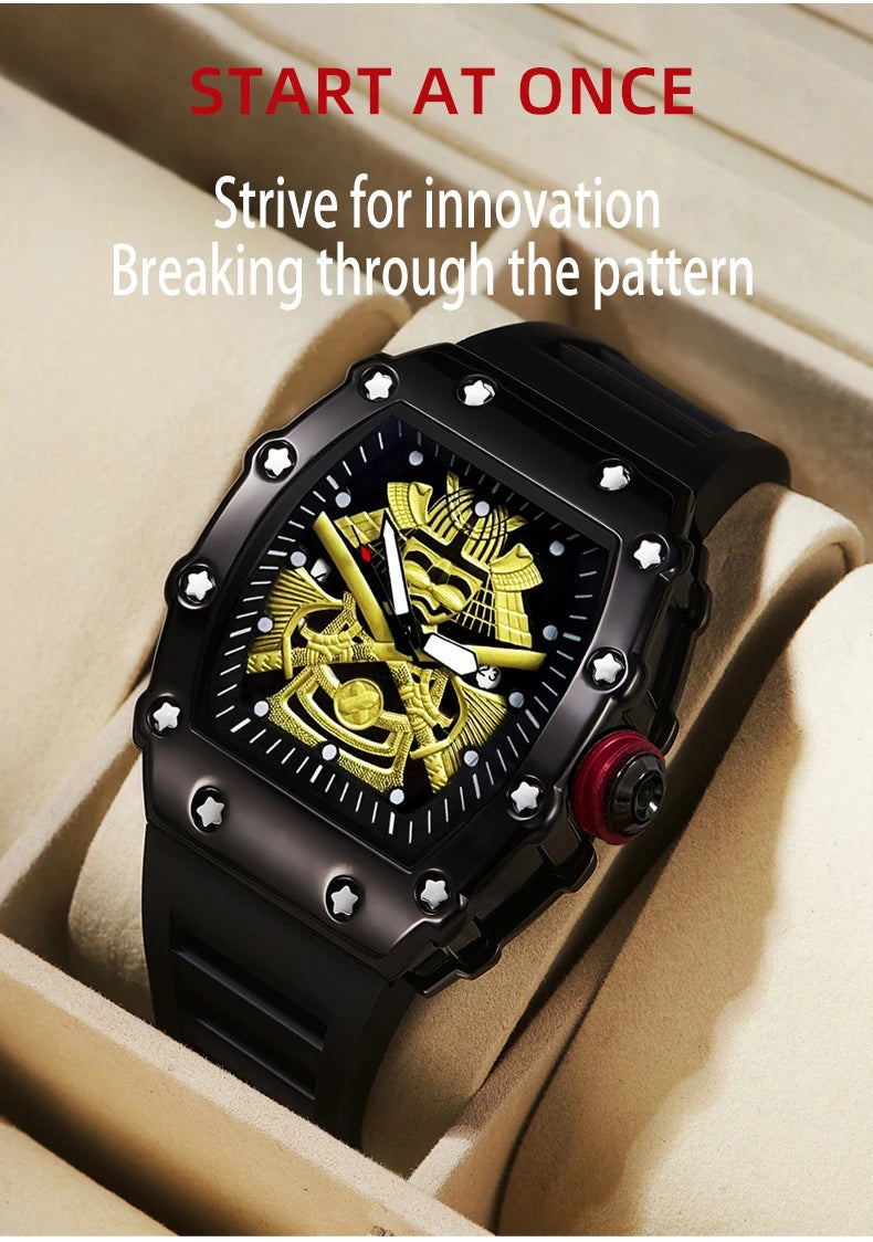UTHAI Bucket shaped Men Watch Creative Sports Night Light Waterproof Silicone Calendar Male Fashion Quartz Clock Watches