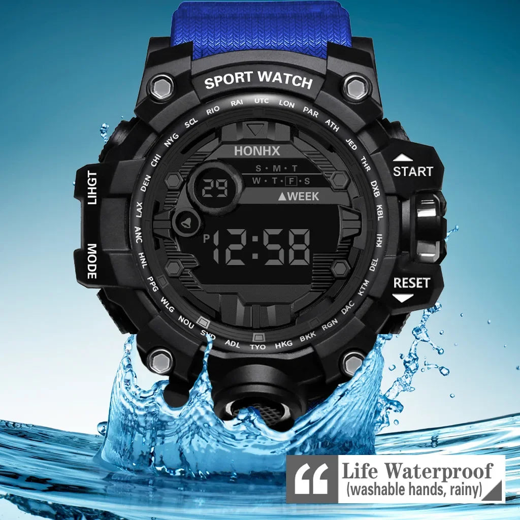 YIKAZE Y12 Men's Sports Watch Waterproof Luminous Men Sport Watch Multifunction Digital Electronic Wristwatch Clock for Boy Kids