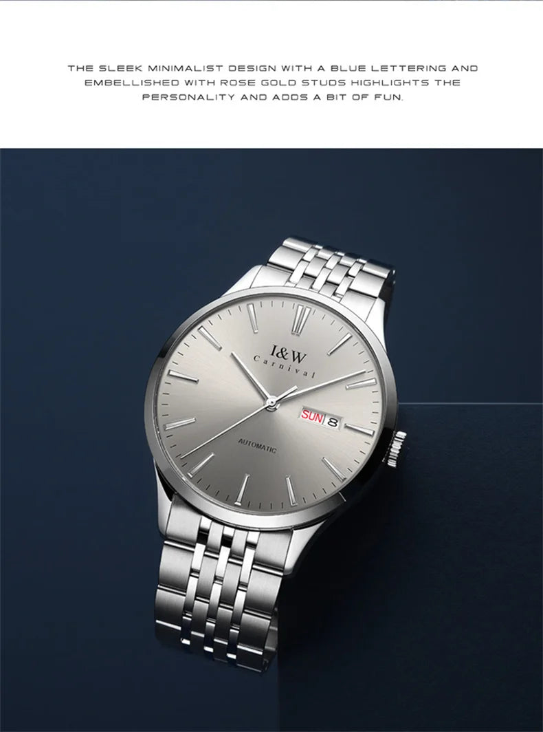 Carnival Iw For Mens Watch Automatic Japan Mechanical Movement Urban Male Wristwatch Date Ss316 Steel Sapphire Crystal Business