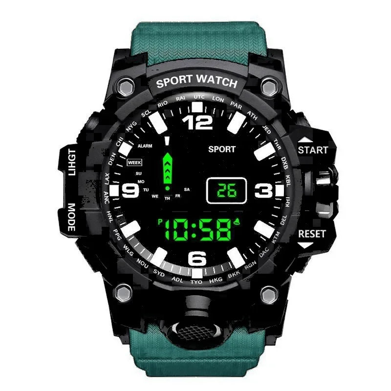 YIKAZE Y12 Men's Sports Watch Waterproof Luminous Men Sport Watch Multifunction Digital Electronic Wristwatch Clock for Boy Kids
