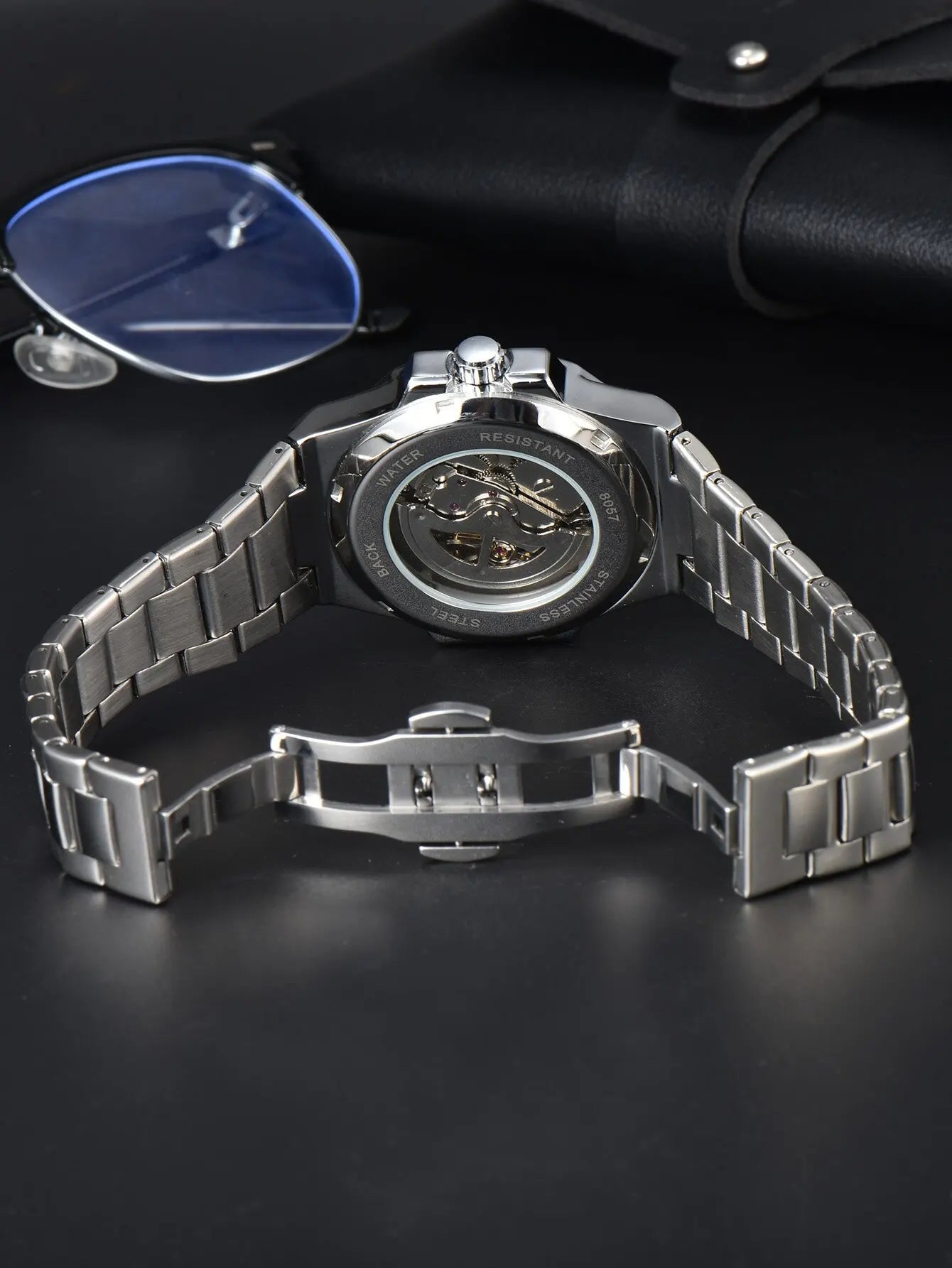 LONGLUX automatic man watch luxury wholesale mechanical wristwatches stainless steel skeleton waterproof mens watch men gift