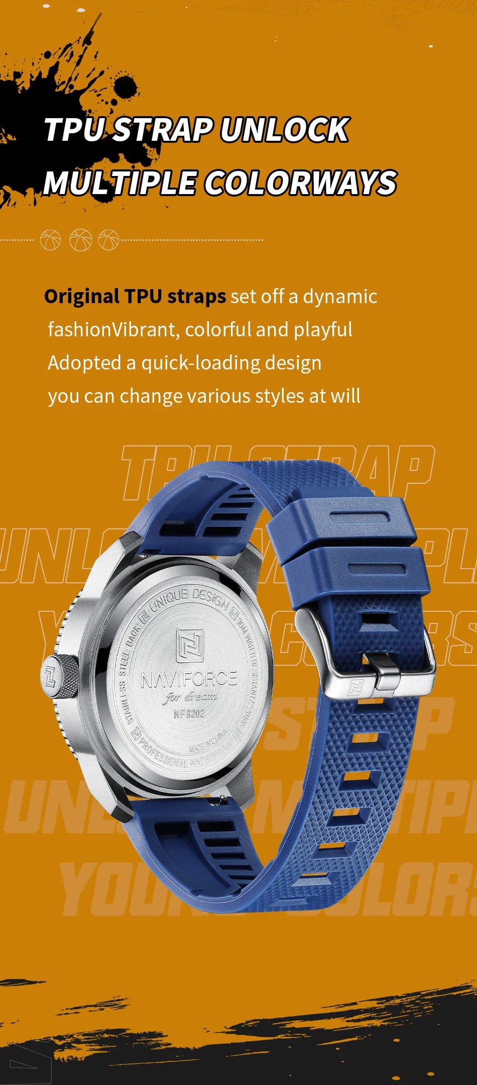 NAVIFORCE Top Brand Watch Men Fashion Casual Waterproof Simple Style Quartz Wristwatch Military Male TPU Strap Clock