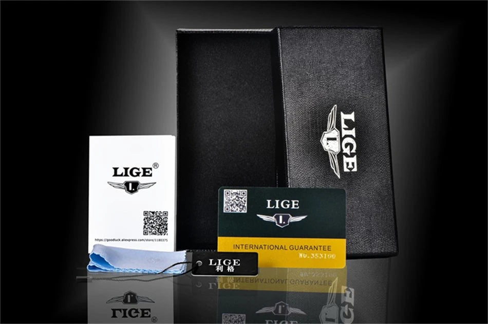 LIGE Men Watches Casual Sport Watch Men Luxury Waterproof Date Luminous Chronograph Wristwatch Male Quartz Watches Leather Clock
