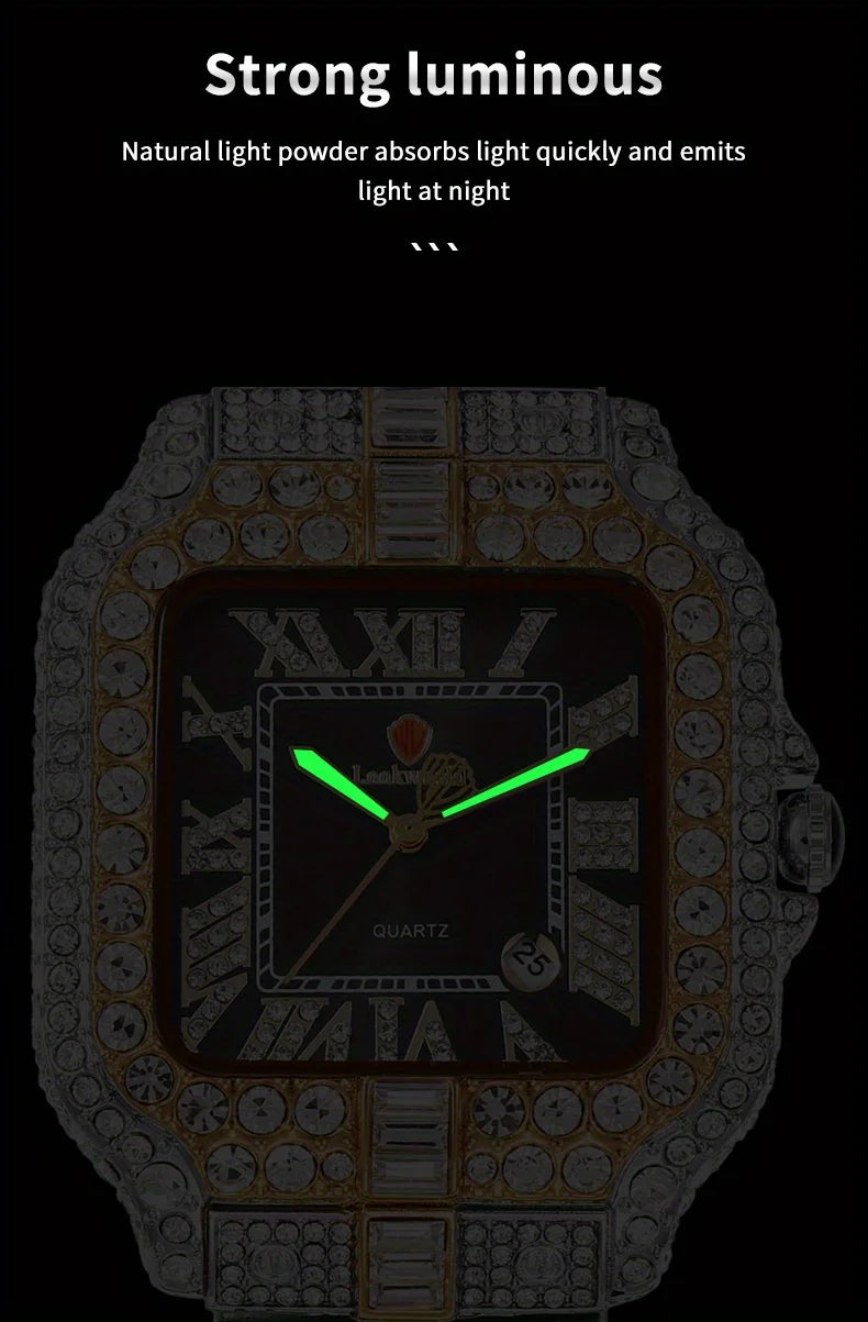 New Luxury Quartz Waterproof Quartz Watch for Men and Women with Water Diamonds embellished on Men's and Women's Clocks