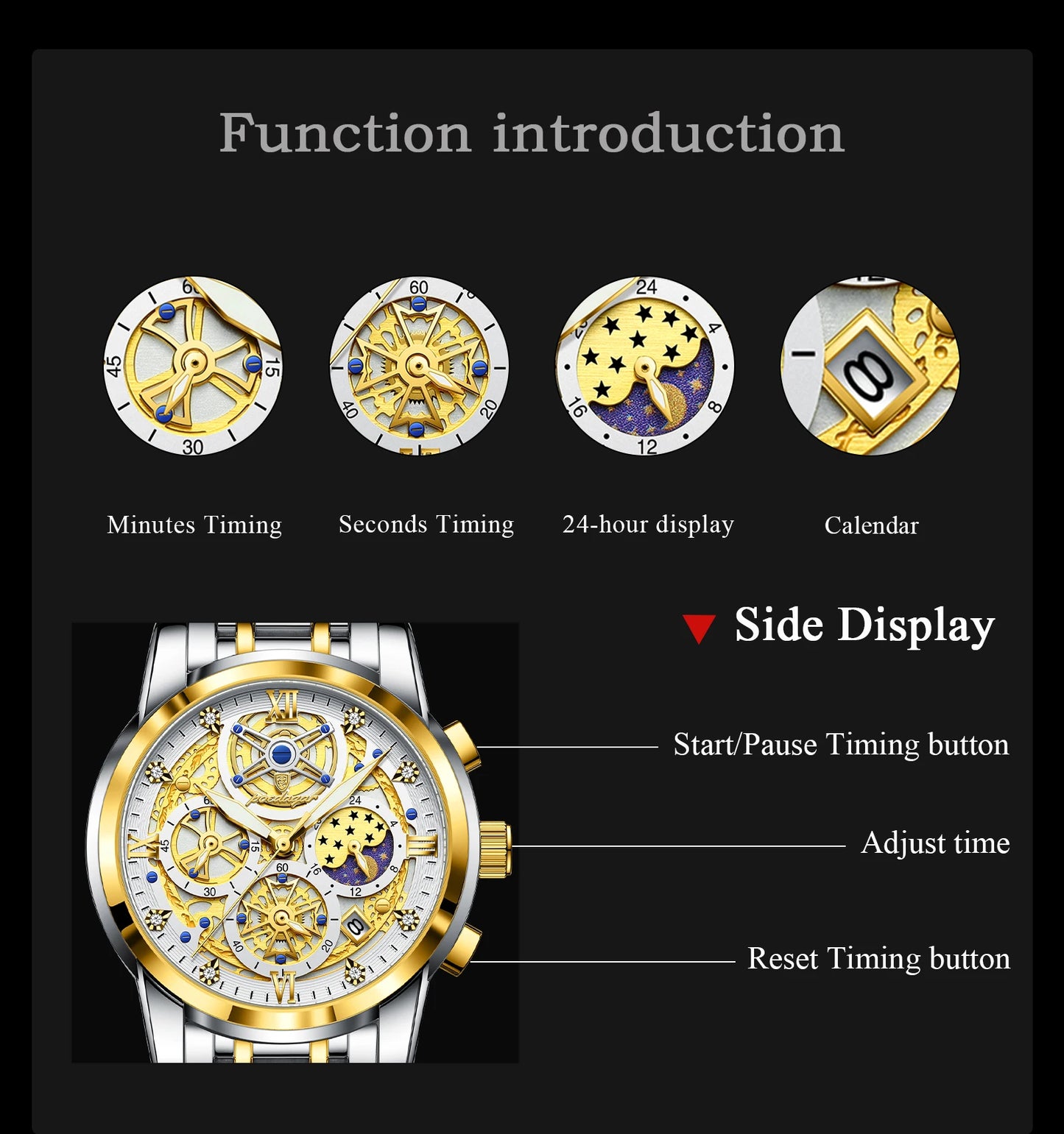 POEDAGAR Luxury Fashion Men Watch Waterproof Luminous Date Man Wristwatch Stainless Steel Chronograph Quartz Men's Watches Reloj