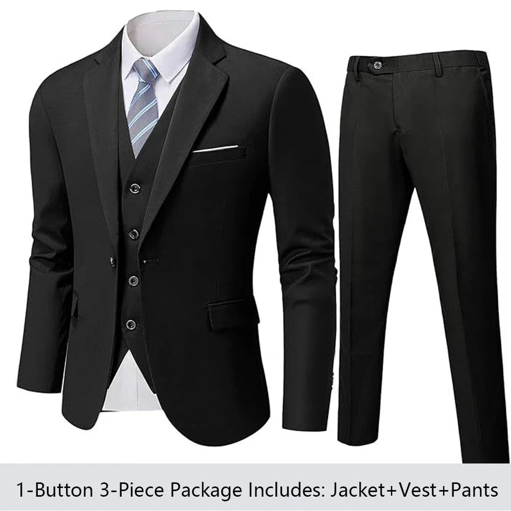 Suit For Men Wedding 3 Pieces 2 Sets Blazers Elegant High Quality Jackets Vest Pants Luxury Coats 2024 Formal Classic Clothing