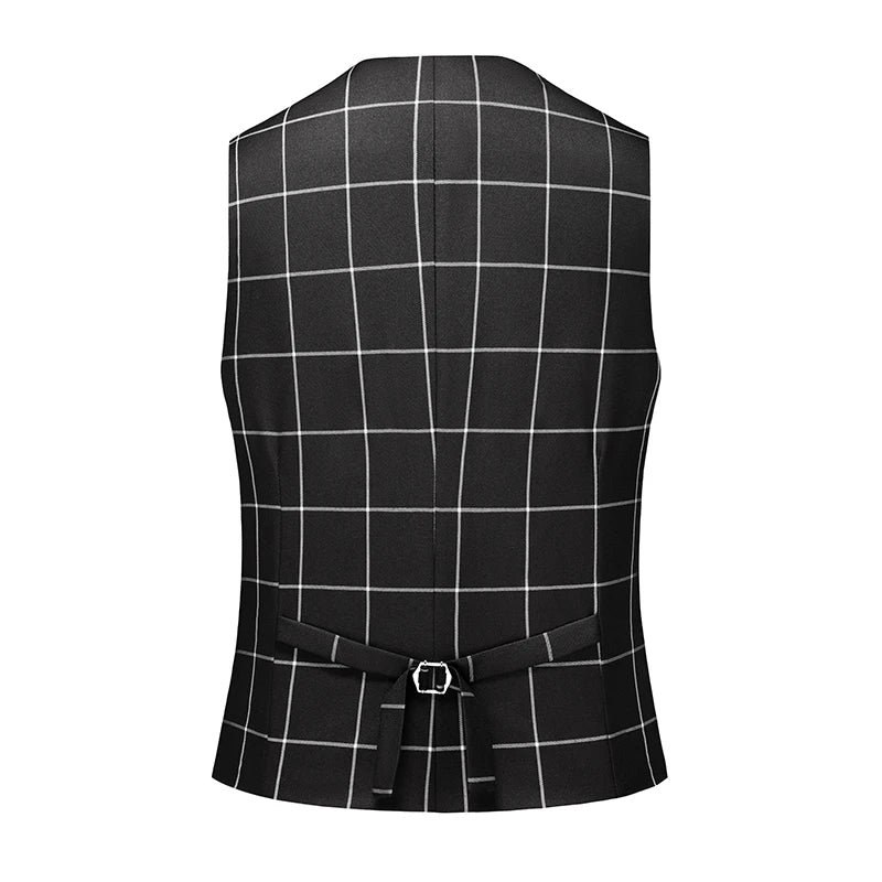 (Jacket +Pant+Vest) Luxury Men Groom Wedding Suits High Quality Business Social Prom Party Double Breasted Plaid Dress 3 Piece